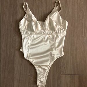 Elegant Cream Satin Bodysuit